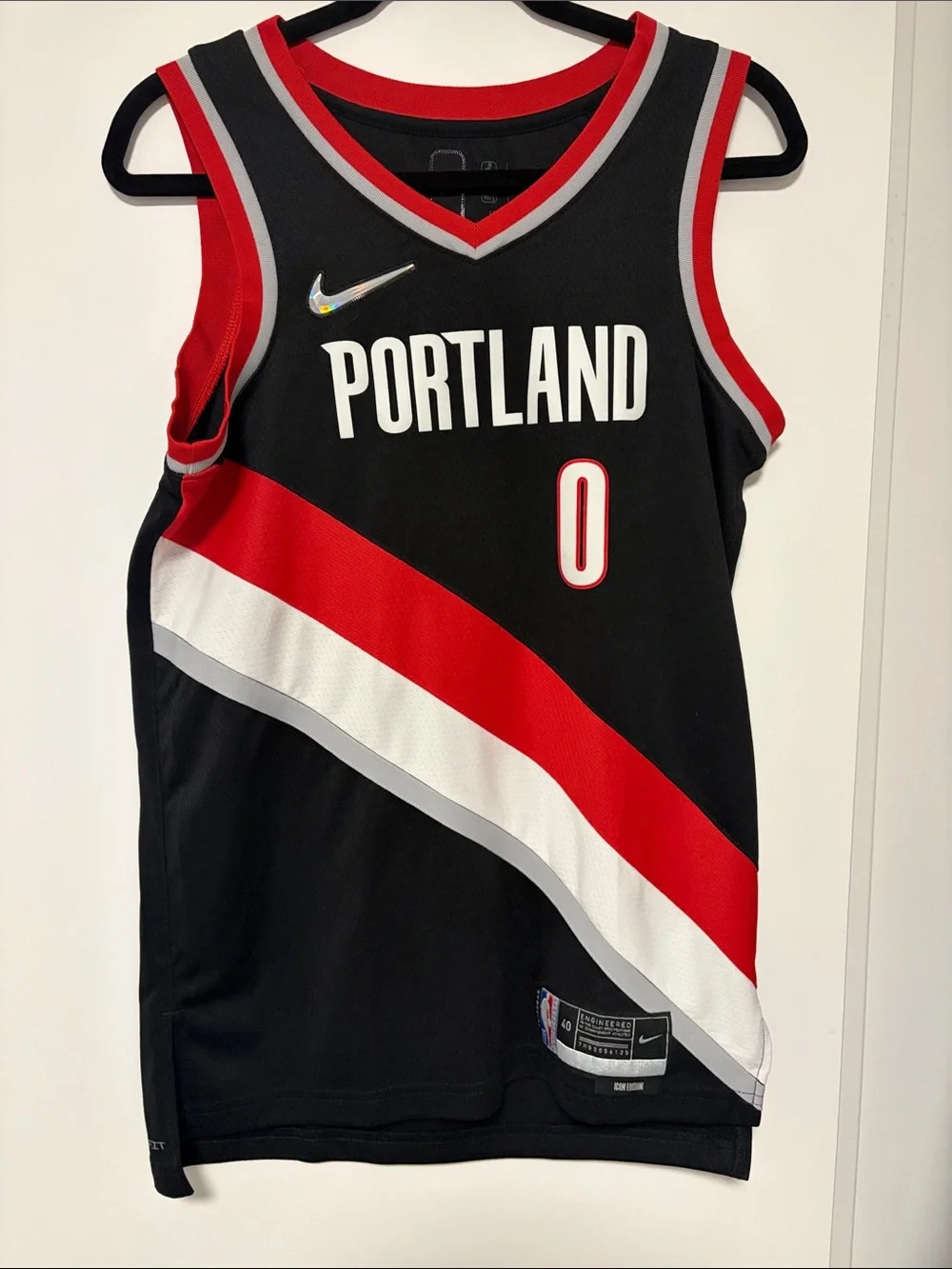 Nike Black & Red Damian Lillard #0 Jersey